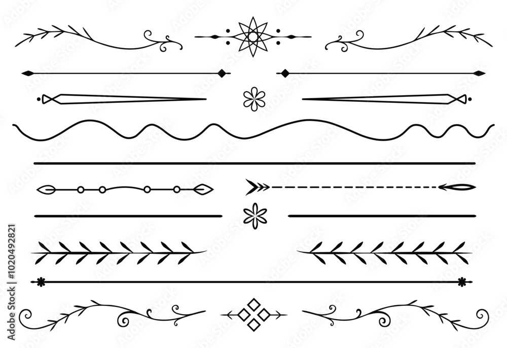 Obraz premium Minimalist Divider Line And Elements Vector Collection