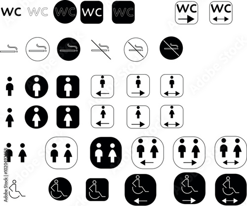 various toilet wc icon set