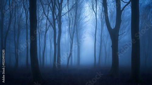 misty blue forest photo