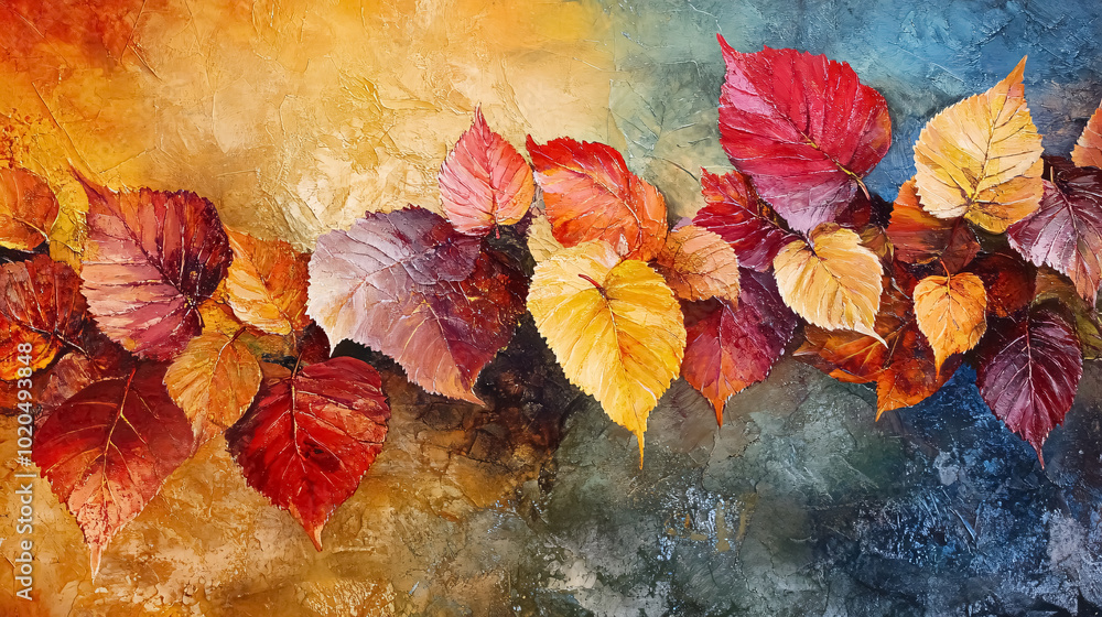 Fototapeta premium Autumn Leaves: Various scenes featuring autumn leaves, showcasing their vibrant colors.