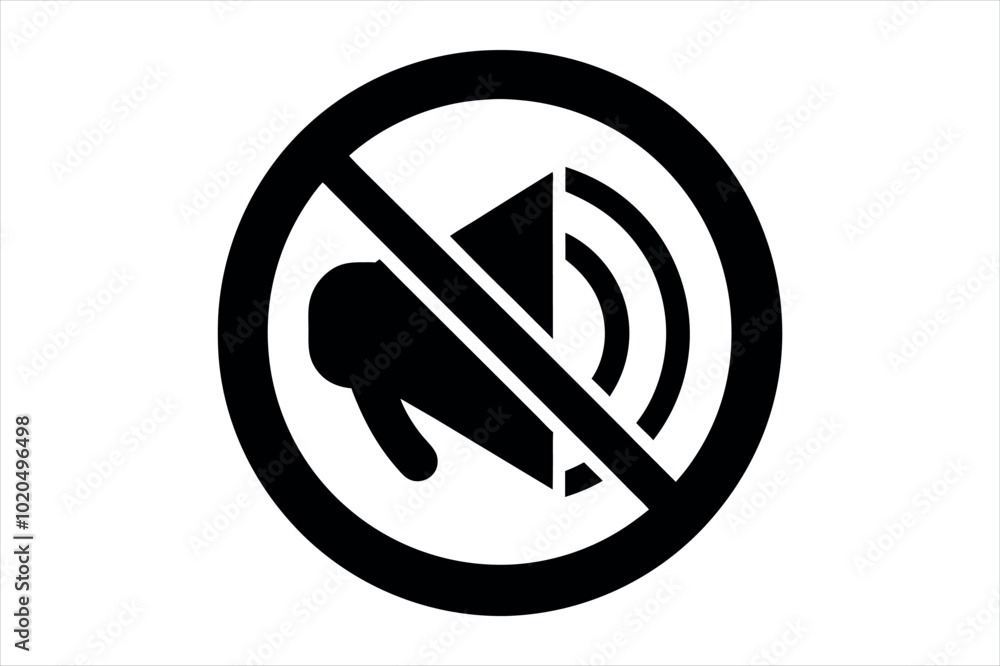 no sound sign silhouette vector illustration no sound sign silhouette vector illustration