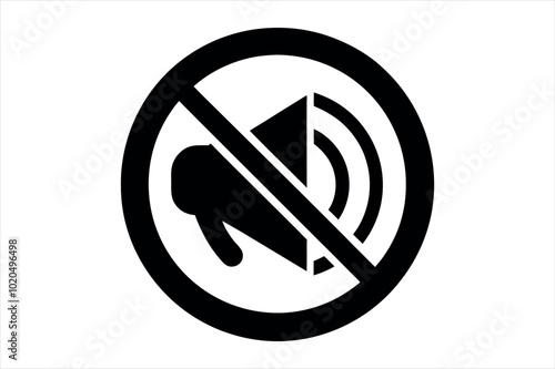 no sound sign silhouette vector illustration