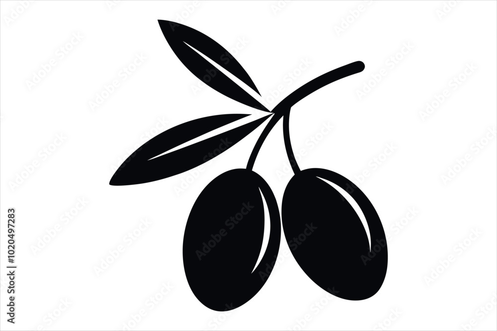 black olives with leaves silhouette vector black olives with leaves silhouette vector