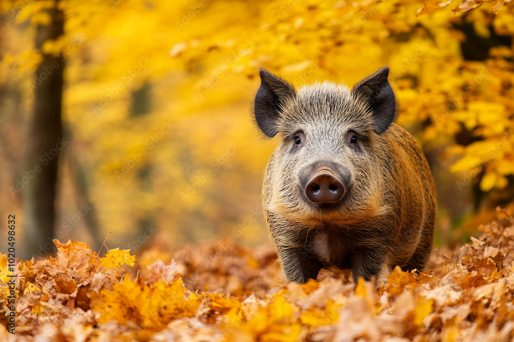 A beautiful wild animal in autumn forest generative AI A beautiful wild animal in autumn forest generative AI