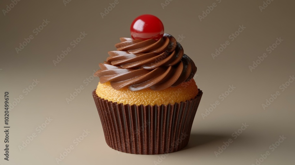 Chocolate Cupcake with Cherry Topping Chocolate Cupcake with Cherry Topping
