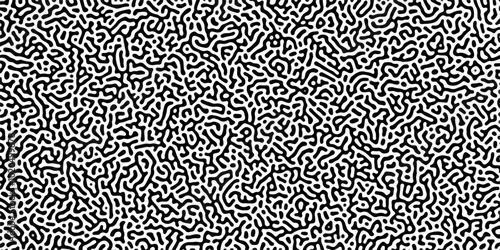 Organic seamless patterns with rounded lines Diffusion reaction background. Monochrome background of natural organic forms motion. Overlay template abstract Turing organic wallpaper background.