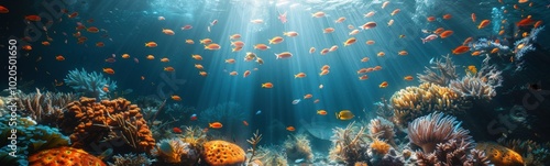 Panel kuchenny z motywem Many fish swimming in the ocean together