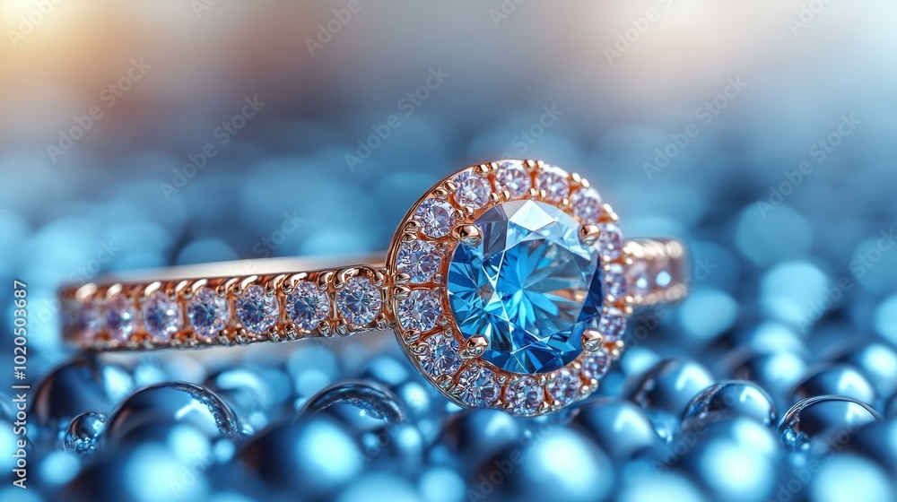 Elegant Diamond Ring, Dazzling Blue Gemstone, Wedding Bands for Women Elegant Diamond Ring, Dazzling Blue Gemstone, Wedding Bands for Women