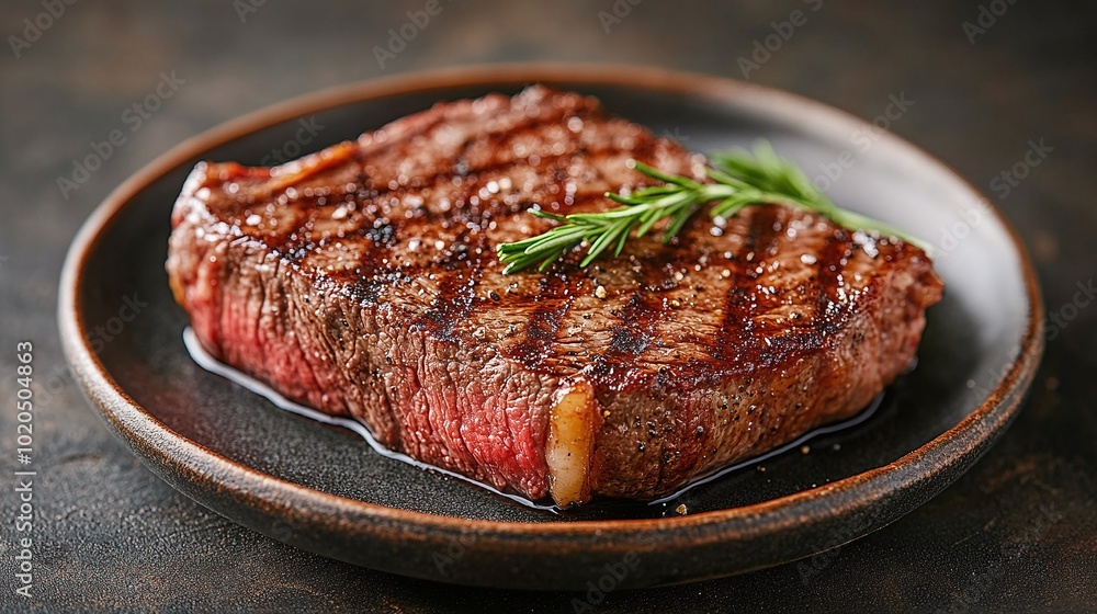 deliciously grilled beef steak with perfect sear marks served on a rustic plate set against a dark background highlighting the juicy tender meat and gourmet food presentation deliciously grilled beef steak with perfect sear marks served on a rustic plate set against a dark background highlighting the juicy tender meat and gourmet food presentation