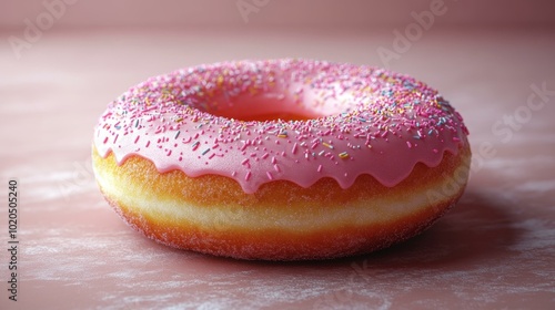 Pink Doughnut with Sprinkles, Glaze and Icing