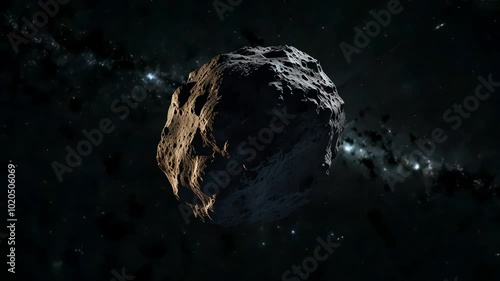 Asteroid flying in space.