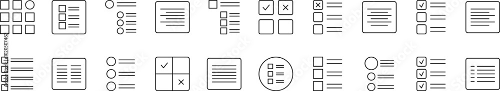 Menu and List in Interface Related Line Icon Collection. Editable Stroke. Perfect for Infographics, Articles, Books, Flyers, Banners Menu and List in Interface Related Line Icon Collection. Editable Stroke. Perfect for Infographics, Articles, Books, Flyers, Banners