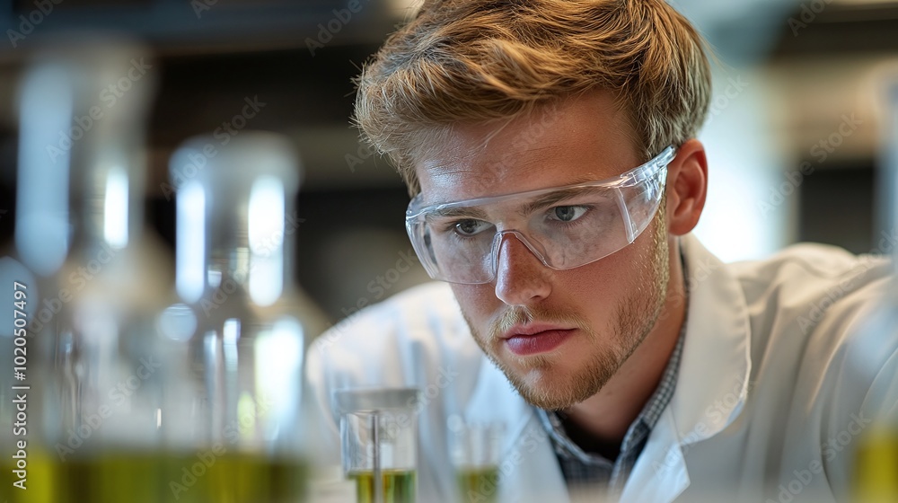 scientist working in a laboratory on bio-based materials research developing sustainable alternatives for manufacturing with a focus on green technology and organic compounds scientist working in a laboratory on bio-based materials research developing sustainable alternatives for manufacturing with a focus on green technology and organic compounds