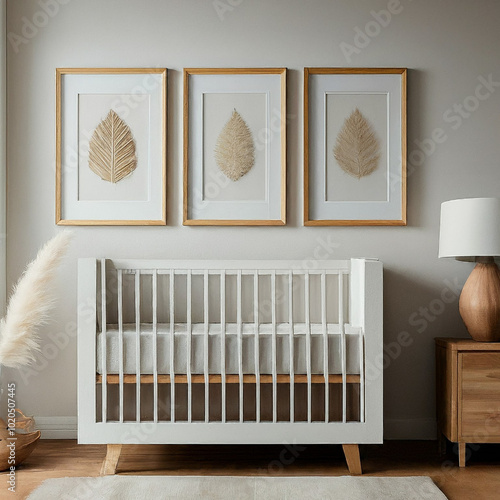 interior of a room with window, baby bed