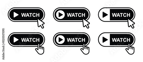 Watch click button set icon, vector illustration