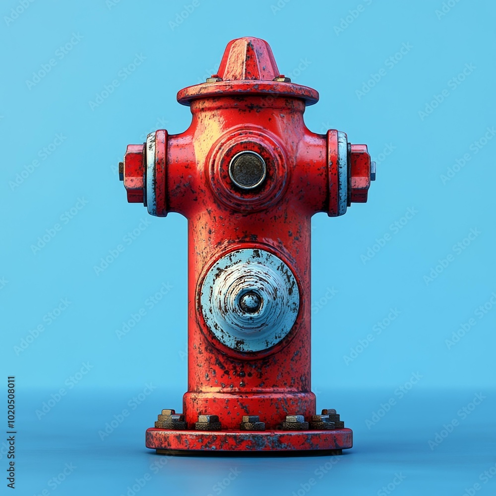 Rusty Red Fire Hydrant on Blue Backdrop Rusty Red Fire Hydrant on Blue Backdrop