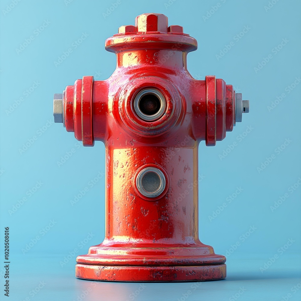 Red Fire Hydrant, 3D Rendering Red Fire Hydrant, 3D Rendering