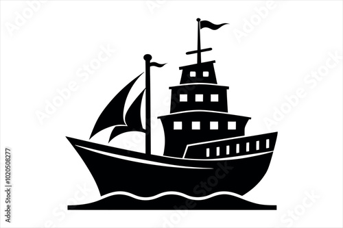 silhouette of a ship