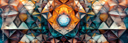 Harmony in Geometry: An Intricate Symphony of Shapes and Colors in Symmetrical Pattern