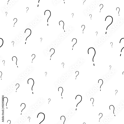 Seamless pattern. Vector question mark pattern. Question marks design for social media quiz, survey or poll. Black white color.