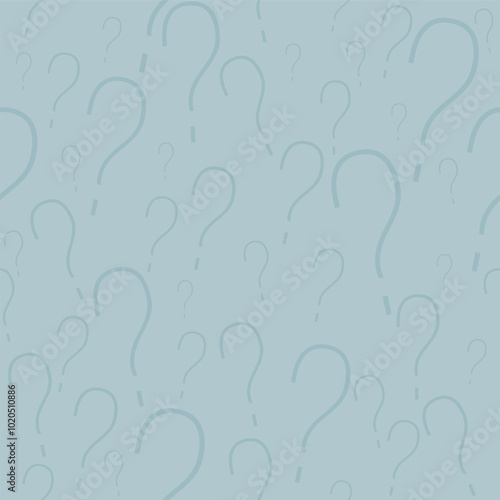Question marks subtle seamless pattern. Vector question background for online survey or quiz. Grey color.
