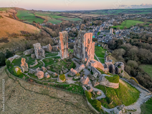 Corfe Castle sunset photo