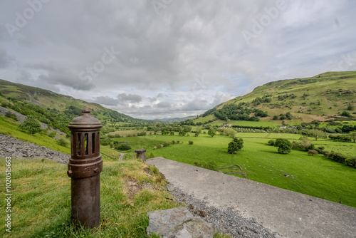 Tanat Valley in Wales on a rainy summer day photo