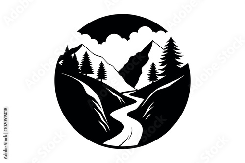 valley silhouette vector