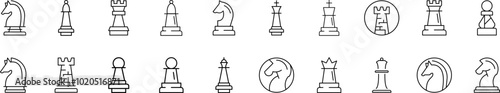 Chess Picture Collection. Editable Stroke. Perfect for Infographics, Articles, Books, Flyers, Banners