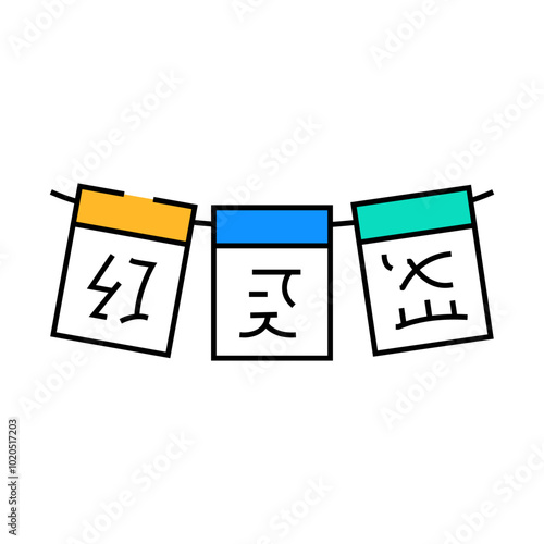 prayer flags buddhism line icon vector. prayer flags buddhism sign. isolated symbol illustration