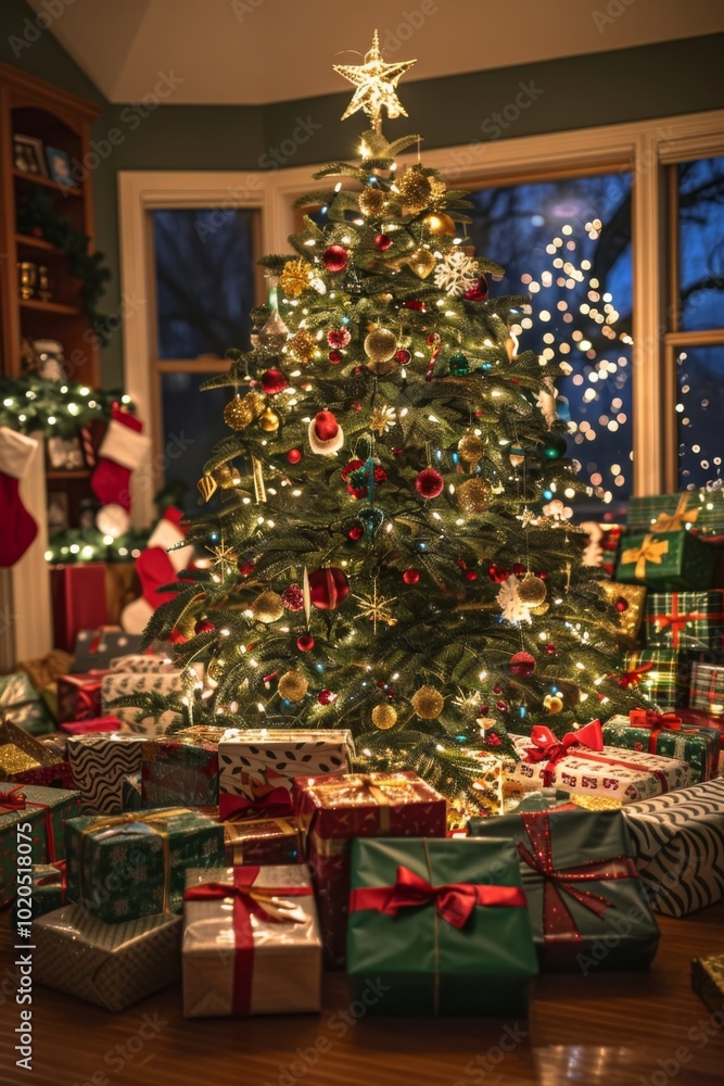 festive christmas tree scene festive christmas tree scene