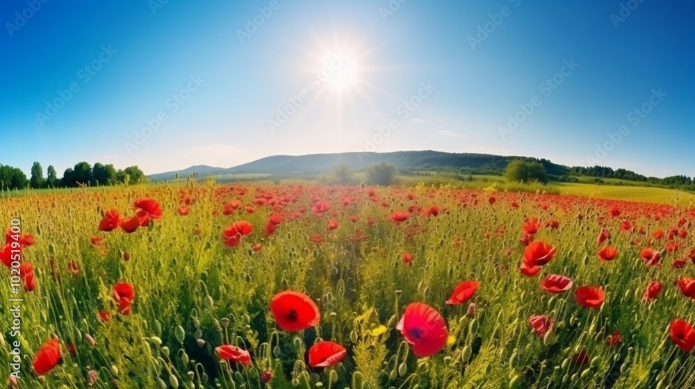 poppy field and sky