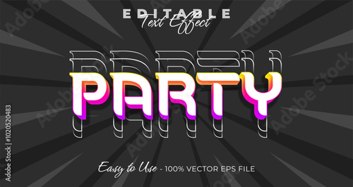 Party typography trendy editable text effect