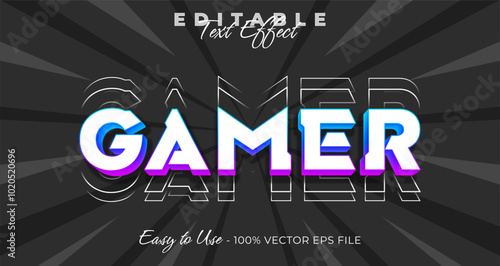 Gamer typography trendy editable text effect