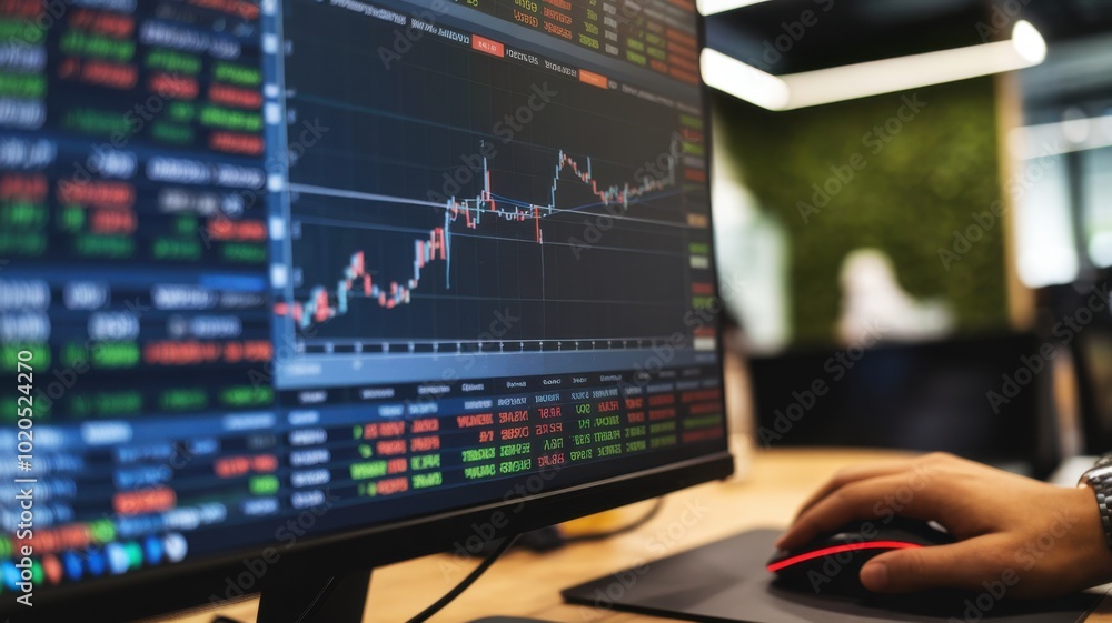Computer Screen with Stock Market Data Display Computer Screen with Stock Market Data Display