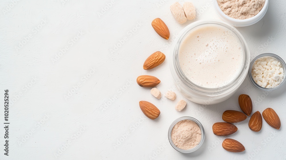 A nutritious keto protein shake made with almond milk and enriched with collagen powder, highlighting a low-carb, grain-free lifestyle. A nutritious keto protein shake made with almond milk and enriched with collagen powder, highlighting a low-carb, grain-free lifestyle.