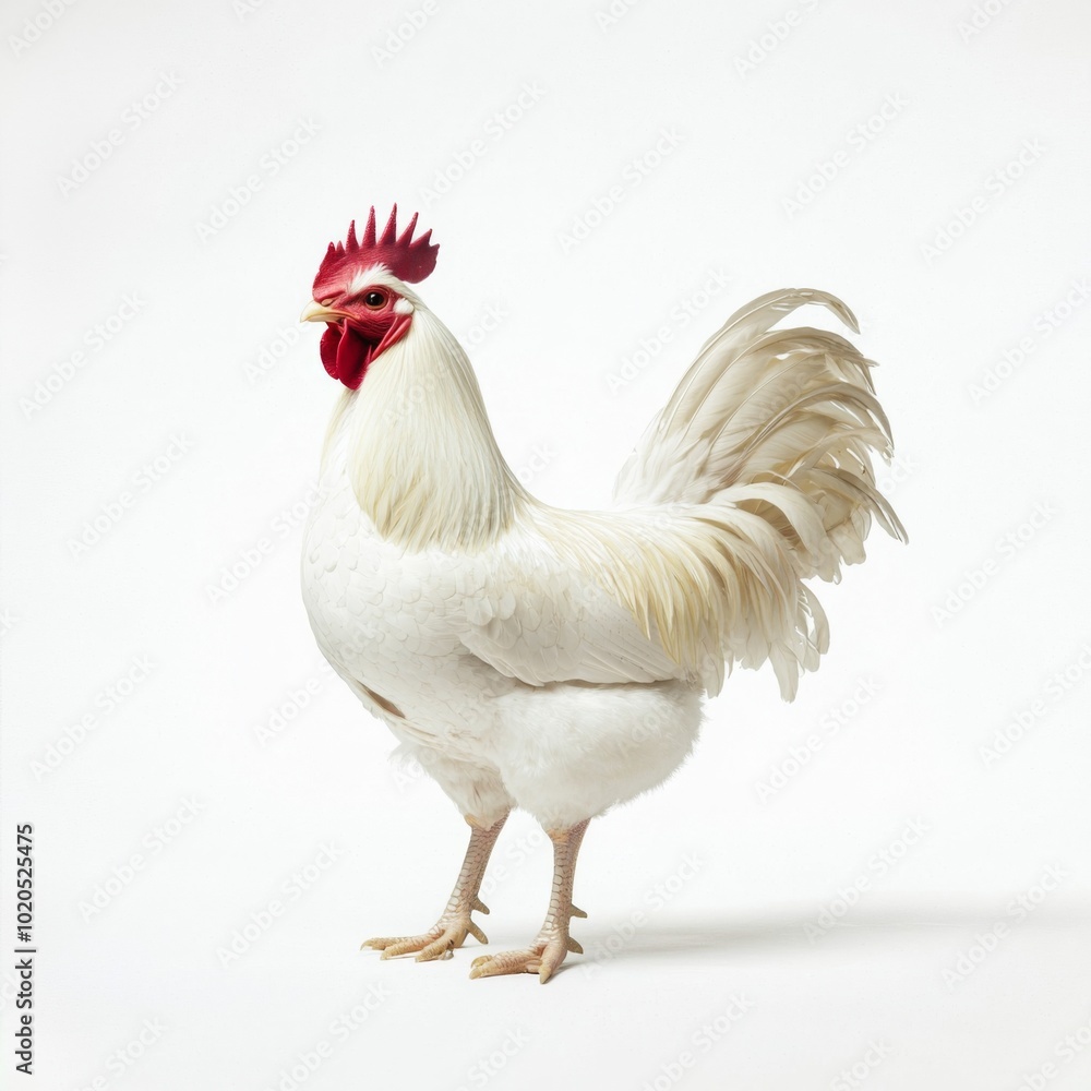 Fototapeta premium white hen isolated on white, studio shot