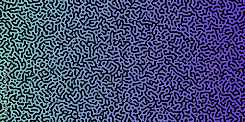 Abstract Reaction-diffusion Turing pattern natural texture purple gradient color scheme. Linear design with biological algorithm psychedelic background. Reaction-diffusion or truing patter