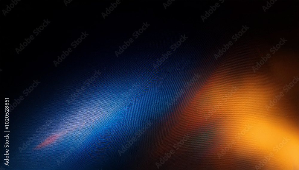 Defocused blue yellow orange radiance soft texture on dark black ...
