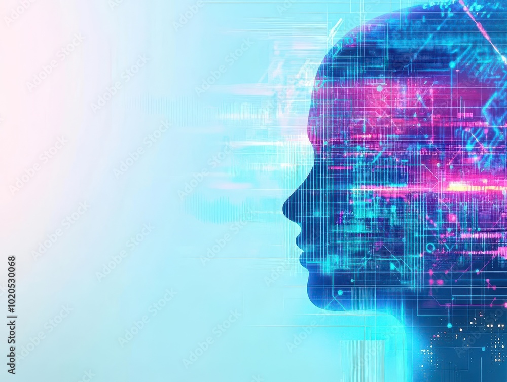 Abstract representation of human thought processes with flowing digital lines and geometric patterns, soft pastel hues, minimalist futuristic illustration Abstract representation of human thought processes with flowing digital lines and geometric patterns, soft pastel hues, minimalist futuristic illustration