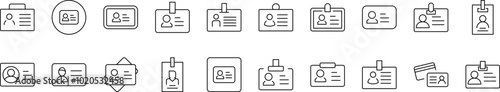 Employee ID Badge Related Line Icon Collection. Editable Stroke. Perfect for Infographics, Articles, Books, Flyers, Banners