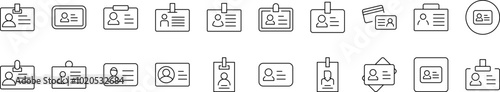 Employee ID Badge Outline Icon Collection. Editable Stroke. Perfect for Infographics, Articles, Books, Flyers, Banners