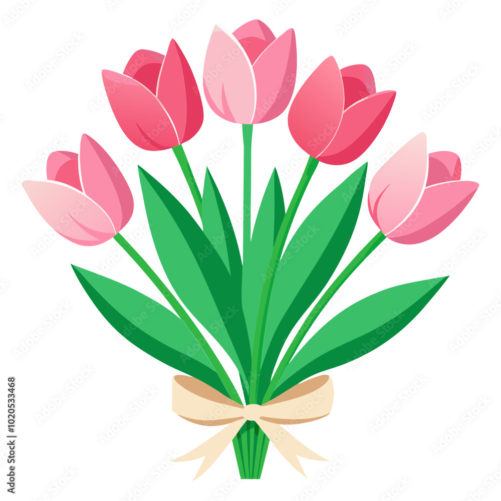Fototapeta premium Bouquet of pink tulips vector illustration