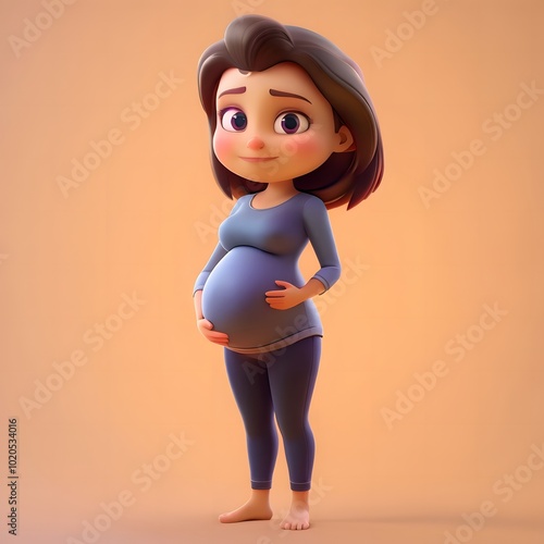 3D Cartoon character pregnant woman