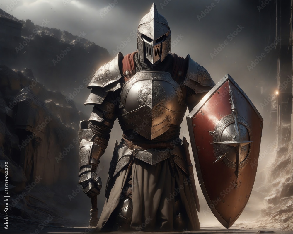 Naklejka premium medieval knight with sword