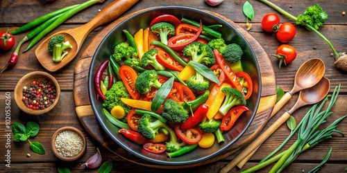 Vibrant vegetable stir fry showcases fresh ingredients with a rainbow of colors, offering healthy cooking inspiration for delicious and nutritious meals effortlessly made at home.