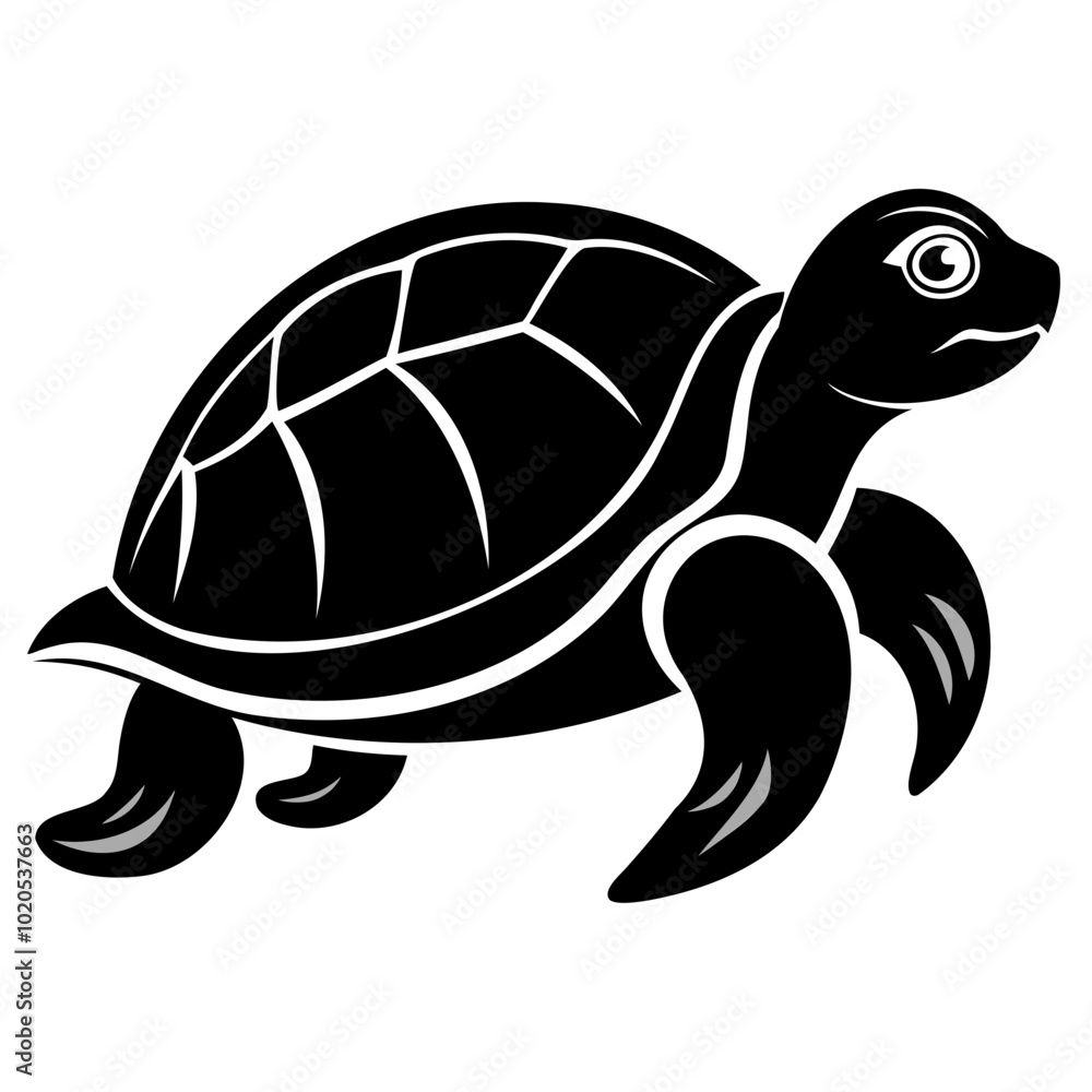 Fototapeta premium Turtle Black silhouette vector illustration, Vector Icon