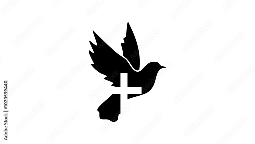 Fototapeta premium pigeon cross logo, black isolated silhouette