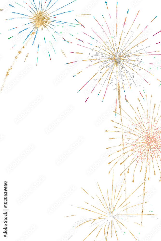 Fototapeta premium Fireworks border png design element
