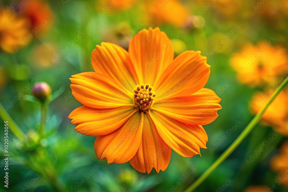 Floral wallpaper featuring sulfur cosmos yellow orange flowers in a garden Floral wallpaper featuring sulfur cosmos yellow orange flowers in a garden